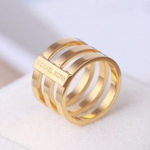 Michael Kors Hollow Letter Three-layer Rings Size6